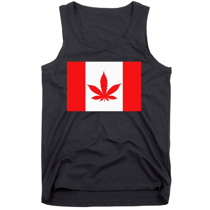 Canada Flag Marijuana Leaf Red Cannabis Canadian Tank Top