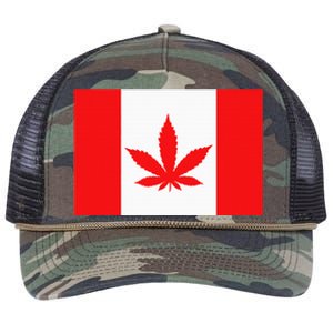 Canada Flag Marijuana Leaf Red Cannabis Canadian Retro Rope Trucker Hat Cap