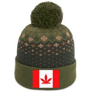 Canada Flag Marijuana Leaf Red Cannabis Canadian The Baniff Cuffed Pom Beanie