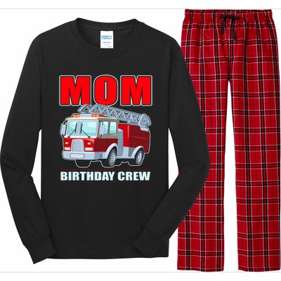 Cute Funny Mom Birthday Crew Firetruck Long Sleeve Pajama Set