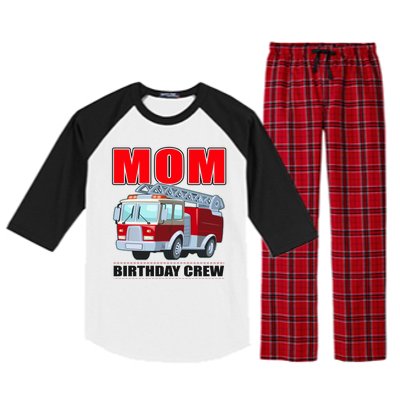 Cute Funny Mom Birthday Crew Firetruck Raglan Sleeve Pajama Set