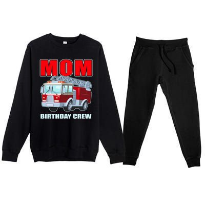 Cute Funny Mom Birthday Crew Firetruck Premium Crewneck Sweatsuit Set