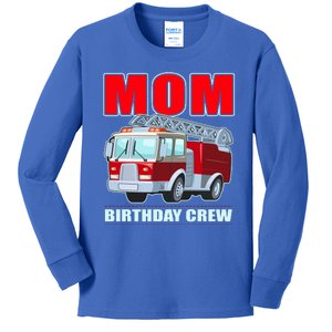 Cute Funny Mom Birthday Crew Firetruck Kids Long Sleeve Shirt