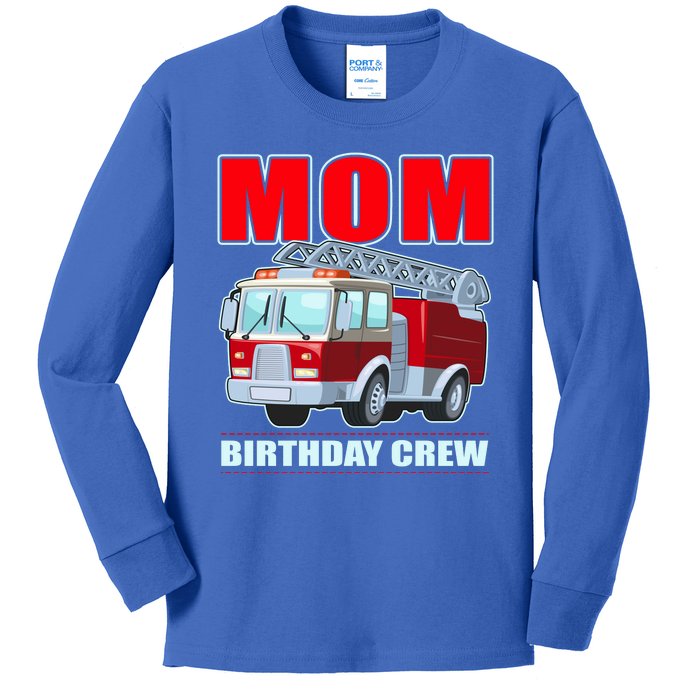 Cute Funny Mom Birthday Crew Firetruck Kids Long Sleeve Shirt