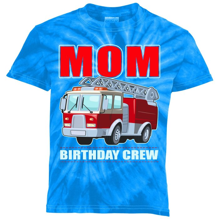 Cute Funny Mom Birthday Crew Firetruck Kids Tie-Dye T-Shirt