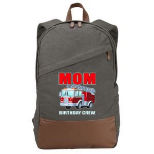 Cute Funny Mom Birthday Crew Firetruck Cotton Canvas Backpack