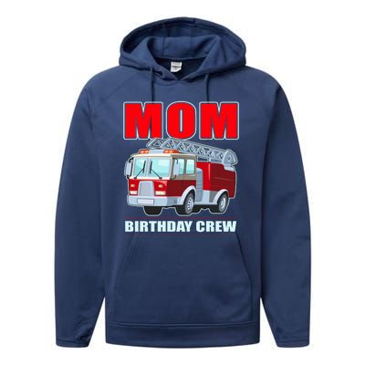 Cute Funny Mom Birthday Crew Firetruck Performance Fleece Hoodie