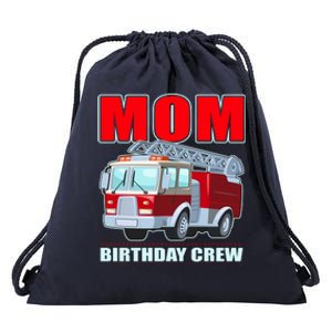 Cute Funny Mom Birthday Crew Firetruck Drawstring Bag