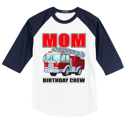 Cute Funny Mom Birthday Crew Firetruck Baseball Sleeve Shirt