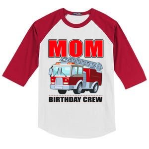 Cute Funny Mom Birthday Crew Firetruck Kids Colorblock Raglan Jersey