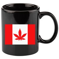 Canada Flag Marijuana Leaf Red Cannabis 11oz C Handle Ceramic Mug