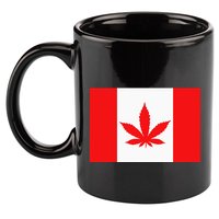 Canada Flag Marijuana Leaf Red Cannabis 11oz C Handle Ceramic Mug