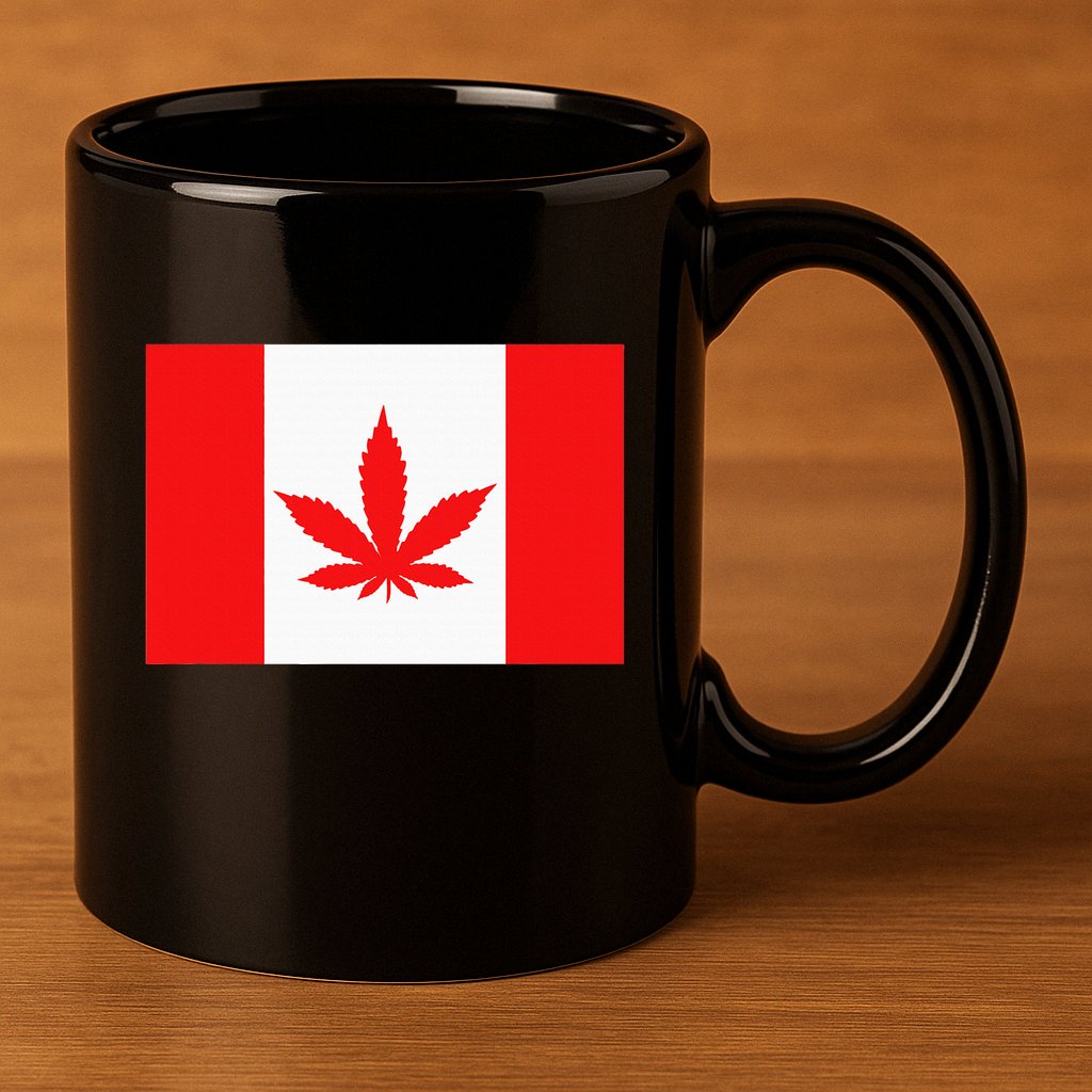 Canada Flag Marijuana Leaf Red Cannabis 11oz C Handle Ceramic Mug