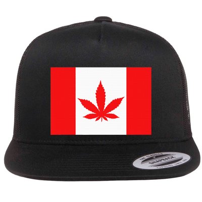 Canada Flag Marijuana Leaf Red Cannabis Flatbill Hat