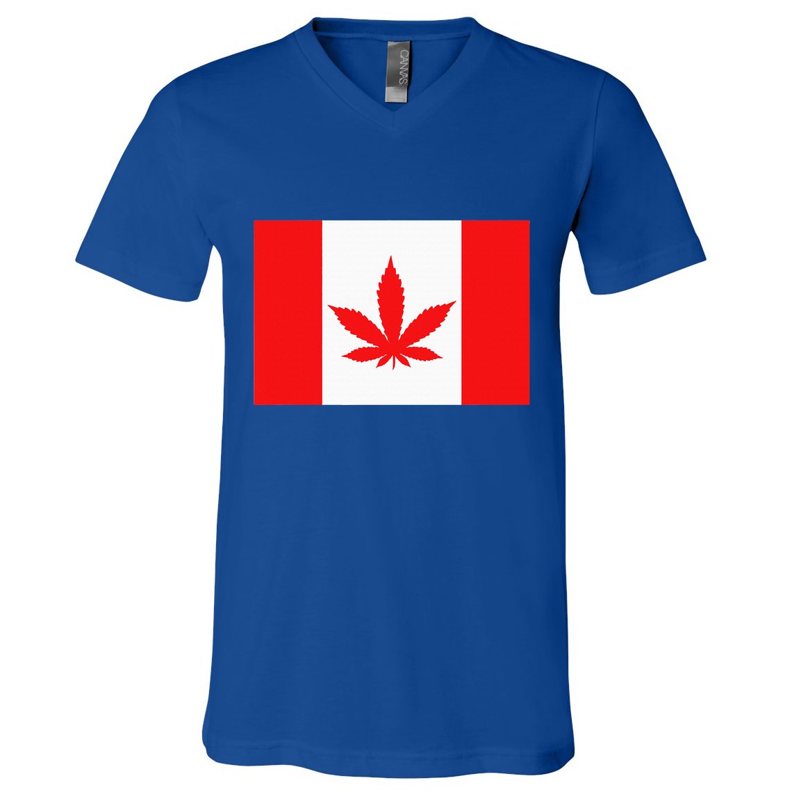 Canada Flag Marijuana Leaf Red Cannabis V-Neck T-Shirt