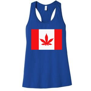 Canada Flag Marijuana Leaf Red Cannabis Women's Racerback Tank