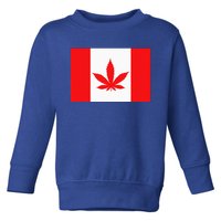 Canada Flag Marijuana Leaf Red Cannabis Toddler Sweatshirt