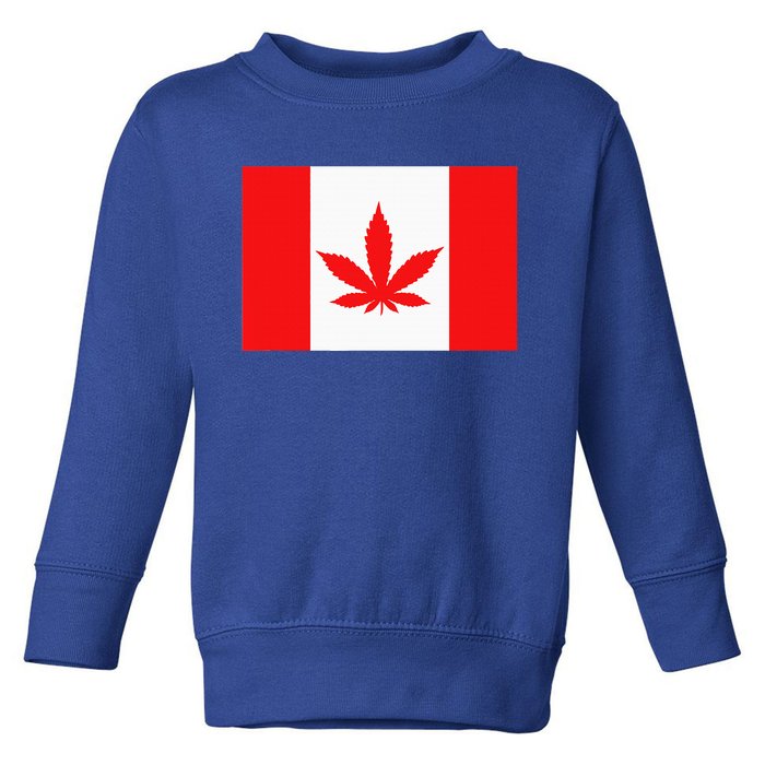 Canada Flag Marijuana Leaf Red Cannabis Toddler Sweatshirt