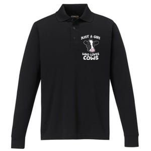 Cow Farmer Mom Just A Who Loves Cows Gift Performance Long Sleeve Polo