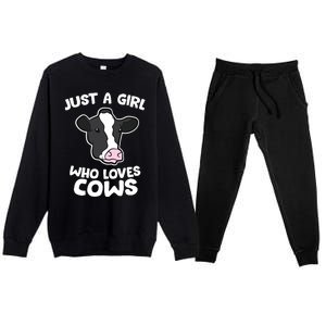 Cow Farmer Mom Just A Who Loves Cows Gift Premium Crewneck Sweatsuit Set