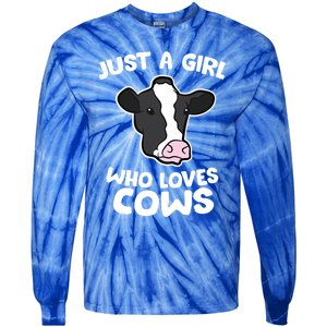 Cow Farmer Mom Just A Who Loves Cows Gift Tie-Dye Long Sleeve Shirt