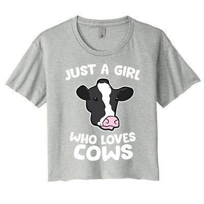 Cow Farmer Mom Just A Who Loves Cows Gift Women's Crop Top Tee