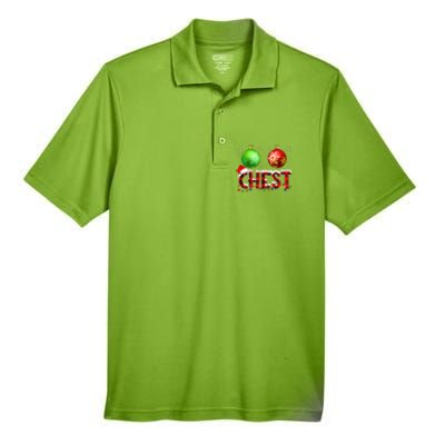 Chestnuts Funny Matching Couples Christmas Lights Nuts Chest  Men's Origin Performance Pique Polo