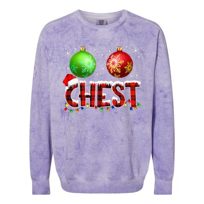 Chestnuts Funny Matching Couples Christmas Lights Nuts Chest  Colorblast Crewneck Sweatshirt