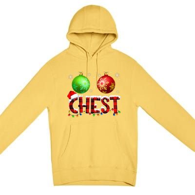 Chestnuts Funny Matching Couples Christmas Lights Nuts Chest  Premium Pullover Hoodie