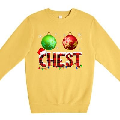 Chestnuts Funny Matching Couples Christmas Lights Nuts Chest  Premium Crewneck Sweatshirt