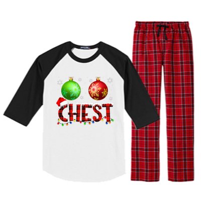 Chestnuts Funny Matching Couples Christmas Lights Nuts Chest  Raglan Sleeve Pajama Set