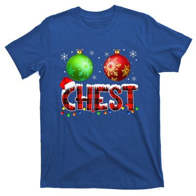 Chestnuts Funny Matching Couples Christmas Lights Nuts Chest  T-Shirt