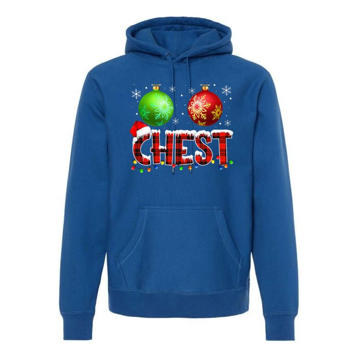 Chestnuts Funny Matching Couples Christmas Lights Nuts Chest  Premium Hoodie