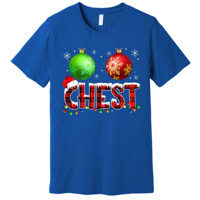 Chestnuts Funny Matching Couples Christmas Lights Nuts Chest  Premium T-Shirt