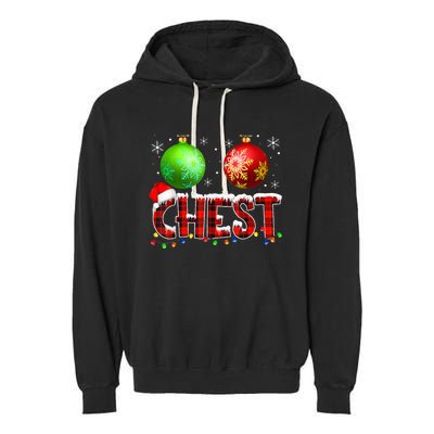 Chestnuts Funny Matching Couples Christmas Lights Nuts Chest  Garment-Dyed Fleece Hoodie