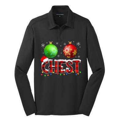 Chestnuts Funny Matching Couples Christmas Lights Nuts Chest  Silk Touch Performance Long Sleeve Polo