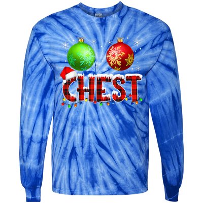 Chestnuts Funny Matching Couples Christmas Lights Nuts Chest  Tie-Dye Long Sleeve Shirt