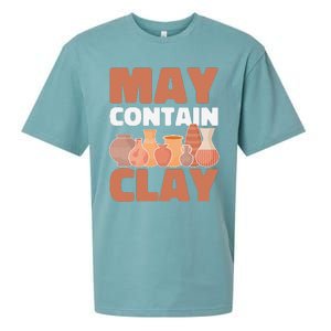 Ceramic Funny May Contain Clay Pottery Sueded Cloud Jersey T-Shirt