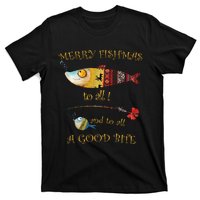 Christmas FishermanS Merry Fishmas To All Fishing T-Shirt