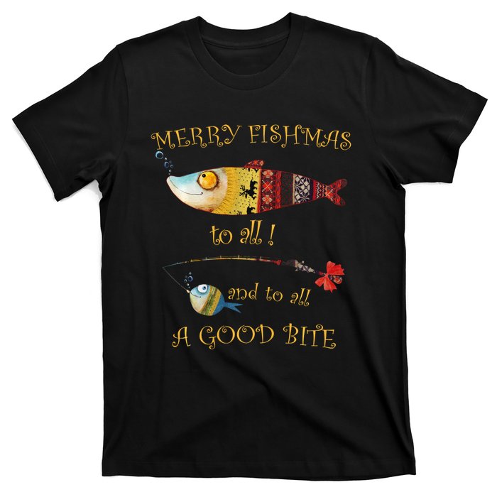 Christmas FishermanS Merry Fishmas To All Fishing T-Shirt