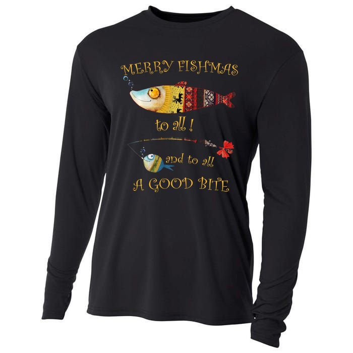 Christmas FishermanS Merry Fishmas To All Fishing Cooling Performance Long Sleeve Crew