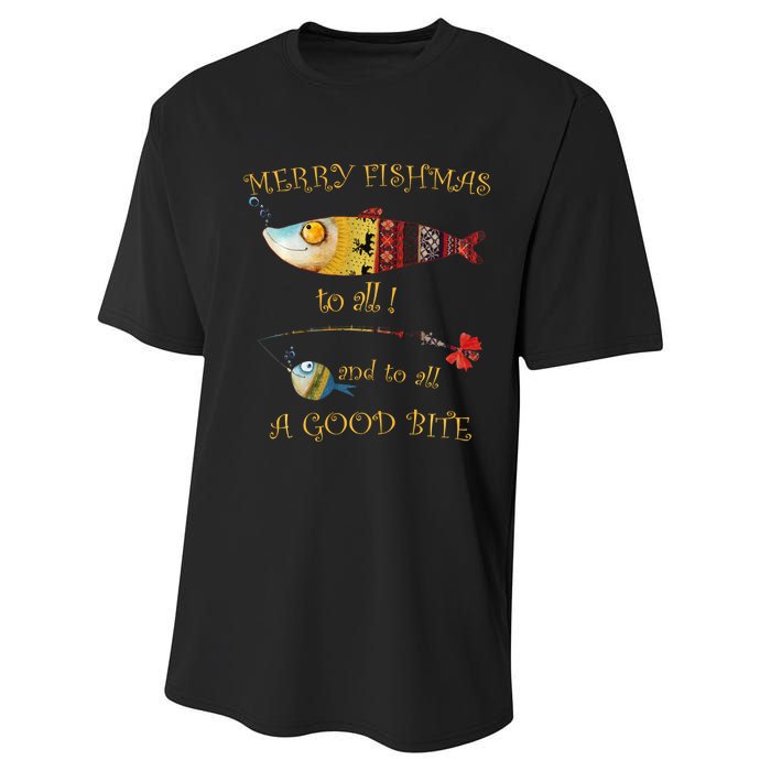 Christmas FishermanS Merry Fishmas To All Fishing Performance Sprint T-Shirt