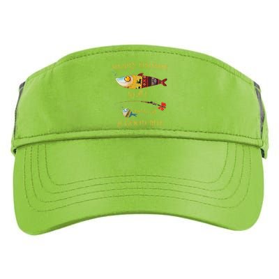 Christmas FishermanS Merry Fishmas To All Fishing Adult Drive Performance Visor