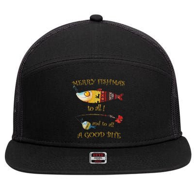 Christmas FishermanS Merry Fishmas To All Fishing 7 Panel Mesh Trucker Snapback Hat