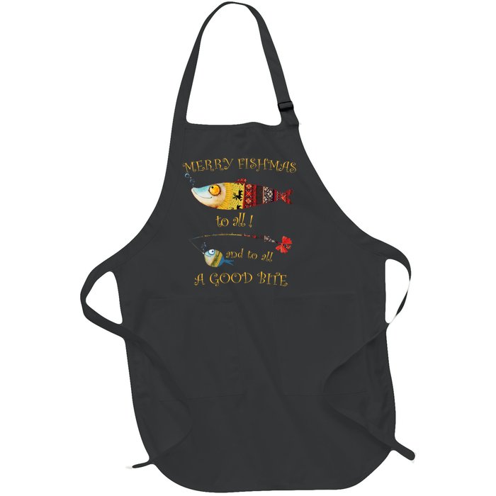 Christmas FishermanS Merry Fishmas To All Fishing Full-Length Apron With Pockets