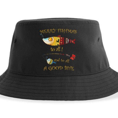 Christmas FishermanS Merry Fishmas To All Fishing Sustainable Bucket Hat