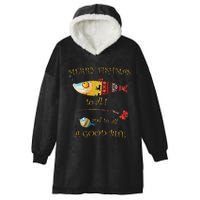 Christmas FishermanS Merry Fishmas To All Fishing Hooded Wearable Blanket