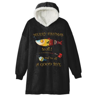 Christmas FishermanS Merry Fishmas To All Fishing Hooded Wearable Blanket