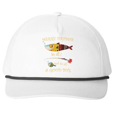 Christmas FishermanS Merry Fishmas To All Fishing Snapback Five-Panel Rope Hat