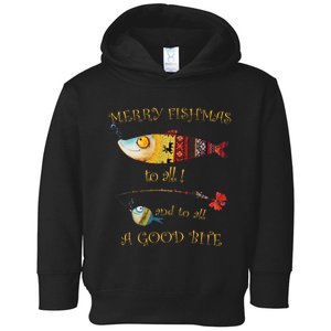 Christmas FishermanS Merry Fishmas To All Fishing Toddler Hoodie